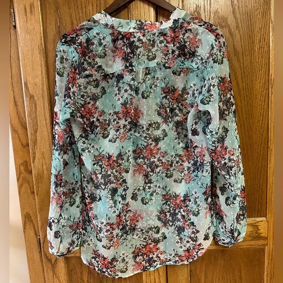 Kut From The Kloth Episkey Henley Chiffon Blouse Small - Picture 2 of 9